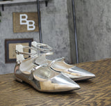 INC International Concepts Womens Valan Triple-Strapped Flats Silver Gray 9M