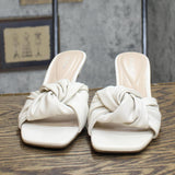 Alfani Womens Niah Knotted Slide Heeled Sandals 10014838600 White 9M