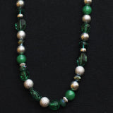 Fashion Long Mixed Bead Holiday Necklace Green / Silver Gray 41"
