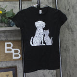 La Pop Art Word Art Dog and Cat Pet Graphic T-Shirt YPALSBLACKS Black S