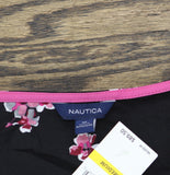 Nautica Womens Sustainably Crafted Woven Floral Print Tie Dress True Black M