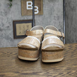 Dirty Laundry by Chinese Laundry Women's Wedge Sandal PALMS CORK Silver Brown 8M