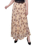 Ny Collection Womens Chiffon Maxi Skirt MCCK0239D Yellow / White L