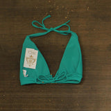 Becca Womens Modern Edge Mira Rib U Buckle Halter Swim Top Peacock Blue Green D