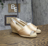 Easy Street Womens Jasper Wedge Sandal Heels JASPR Natural Thai Silk Brown 7.5WW
