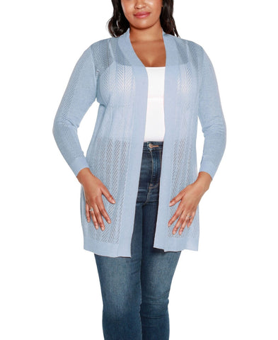 Belldini Womens Plus Size Lightweight Cardigan Sweater AS230224X Blue Haze 3X