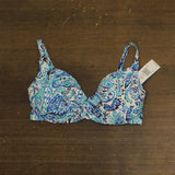 Island Escape Gemini V-Neck Underwire Padded Bikini Top Blue White Multi 12