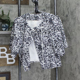 Kenneth Cole Reaction Asymmetrical Zip Half Sleeve Snap Front Jacket Multi 8