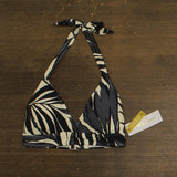 Anne Cole Womens Marilyn Palm Printed Halter Bikini Swim Top Black / White D