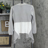 LOGO by Lori Goldstein Womens Knit Flowy Cardigan with Pockets Gray Multi 2XS