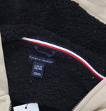 Tommy Hilfiger Boys Signature Fleece Zip-Up Sherpa Hoodie Jacket Hummus Brown L
