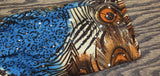 Emily Daniels Shimmer Collared Roll-Tab Sleeve Knit Shirt Brown Blue Multi 1X