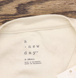A New Day Fit Cotton Blend Crewneck Long Sleeve Shirt Top Cream Off White XS