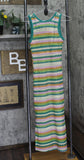 Miken Striped Low-Back Dress Swim Cover-Up I9083K795 Ivory / Green XS