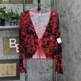 Free People Womens Venice Floral Tie Front Top OB1434186 Night Combo Red Black L