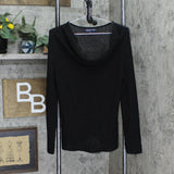 Jones New York Womens Signature Cowl Neck Knit Shiny Lightweight Sweater Black L
