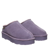 Bearpaw Suede Water-Repellent Wool Lined Platform Clog Slippers Purple Sage 8M