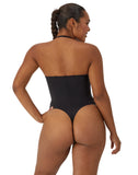 Maidenform Womens Firm Control Tummy Shaping Multiway Thong Bodysuit Black 2XL