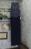 Adrianna Papell Size Beaded Sleeveless Wide Leg Jumpsuit Light Navy Blue 16W