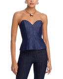 Aqua Womens Bandeau Denim Bustier Top IBO26714 Dark Indigo Blue L
