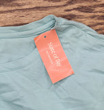 State of Day Womens Cotton Blend Short-Sleeve Sleep Tee Canton Blue Green XL