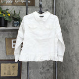 DG2 Womens Ruffle-Hem Stretch Denim Jean Jacket 714975 White 1X