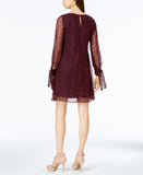 Taylor Womens Velvet-Dot Shift Dress 9915M Wine Red 14