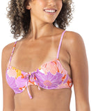 Roxy Ruched Floral Bikini Top with Tie Front 19810862714 Lilac Purple Multi L