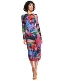 Vince Camuto Womens Printed Long-Sleeve Bodycon Dress Blue Multi 12