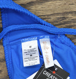 Salt + Cove Rib Scrunch Scoop-Neck Bralette Bikini Top Cosmic Cobalt Blue M