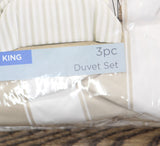 Truly Soft Aiden Stripe Duvet Set Polyester 3-Piece Beige Brown Stripe King