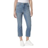 Gloria Vanderbilt Slim Boot Cut High Rise Crop Jeans Banaba Blue Hem Stones 8