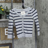 Hollister Girls Youth Button Up Cardigan Sweater Blue / Gray Stripe M