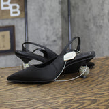 A New Day Womens Simone Rhinestone Ball Satin Block Heels 94660892 Black 6M