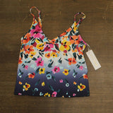 Anne Cole Floral Gradient Triangle Tankini Top Swim Gradient Floral Blue L
