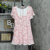 B Darlin Womens Juniors Floral Print Open Back Mini Dress 3CMT257 Pink 11/12