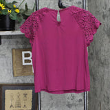 Cable & Guage Womens Lace Trim Knit Shirt Top 1775614 Berry Purple M
