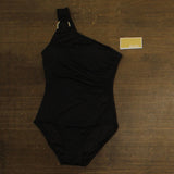Michael Michael Kors Iconic Solids One Shoulder One-Piece Swimsuit Black 6
