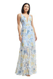 Dress The Population Embroidered Sequin Samira Gown Dress Sky Multi Blue L