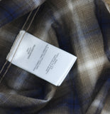 Officine Generale Sleeve Button Front Shirt Iced Coffee Cream / Navy Blue XL