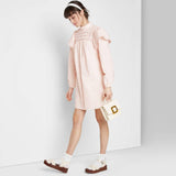 Wild Fable Women's Long Sleeve High Neck Poplin Dress TARD375J Pink M