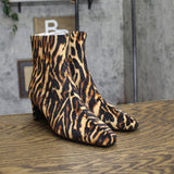 A New Day Tigris Block Heel Ankle Boots 94568625 Tiger Print 6.5M