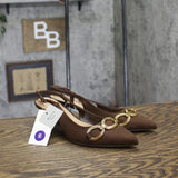 A New Day Womens Tabitha Oversized Chain Sling Back Heels 94305243 Brown 6M