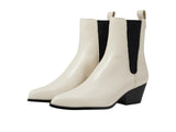 Michael Michael Kors Block Heel Ankle Boots Light Cream Off White / Black 8M