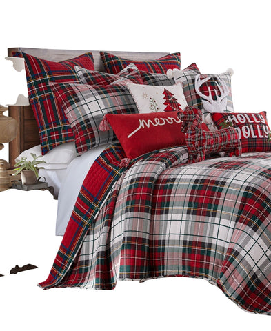 Levtex Home Cotton Spencer Plaid Reversible Quilt Red Mutli King / Cal King