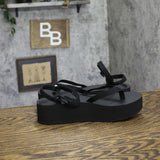 Teva Womens Flatform Sandal Slim Thong Strappy 1164630 Black 8M