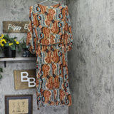 Tommy Hilfiger Surplice Printed Chiffon Midi Dress Terra Cota Brown Multi 12