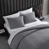Vera Wang Waffle Pique Duvet Cover Set Cotton 3-Piece Pewter Gray King