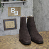 INC International Concepts Side Zip Low Heel Ankle Booties Truffle Brown 5M