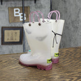 Western Chief Toddler Girls Viola Light-Up Glitter Rain Boots White / Purple 7T